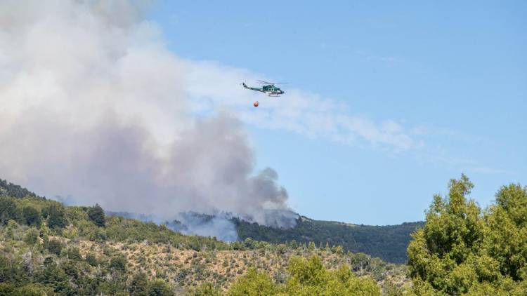 El viento complica el incendio en el Parque Nacional Los Alerces